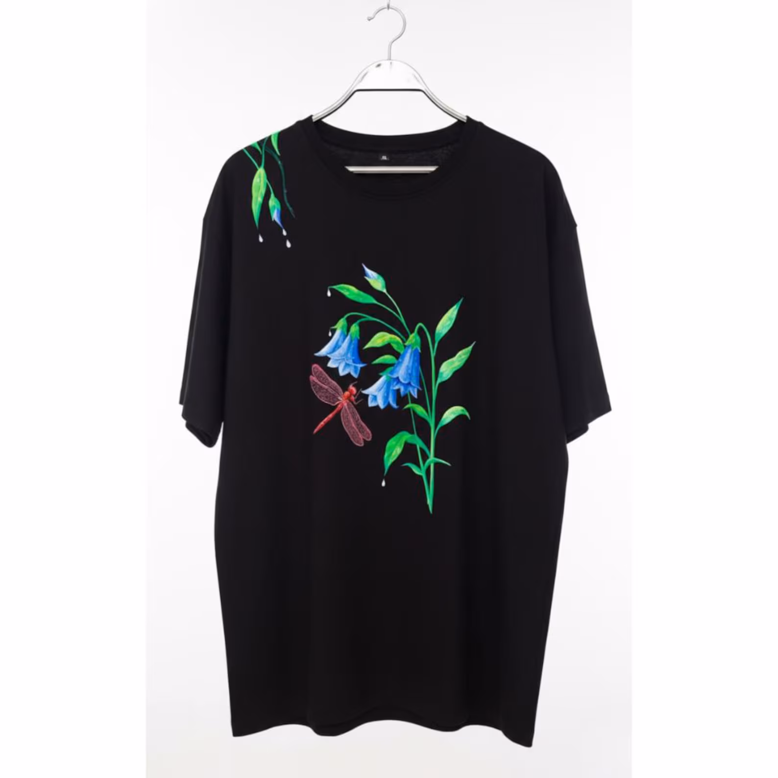 Hand-Painted Dragonfly Floral T-Shirt